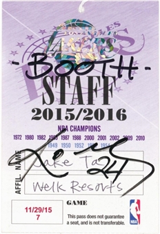 Kobe Bryant Signed Staff Ticket From Retirement Announcement Game on 11/29/2015 (JSA)